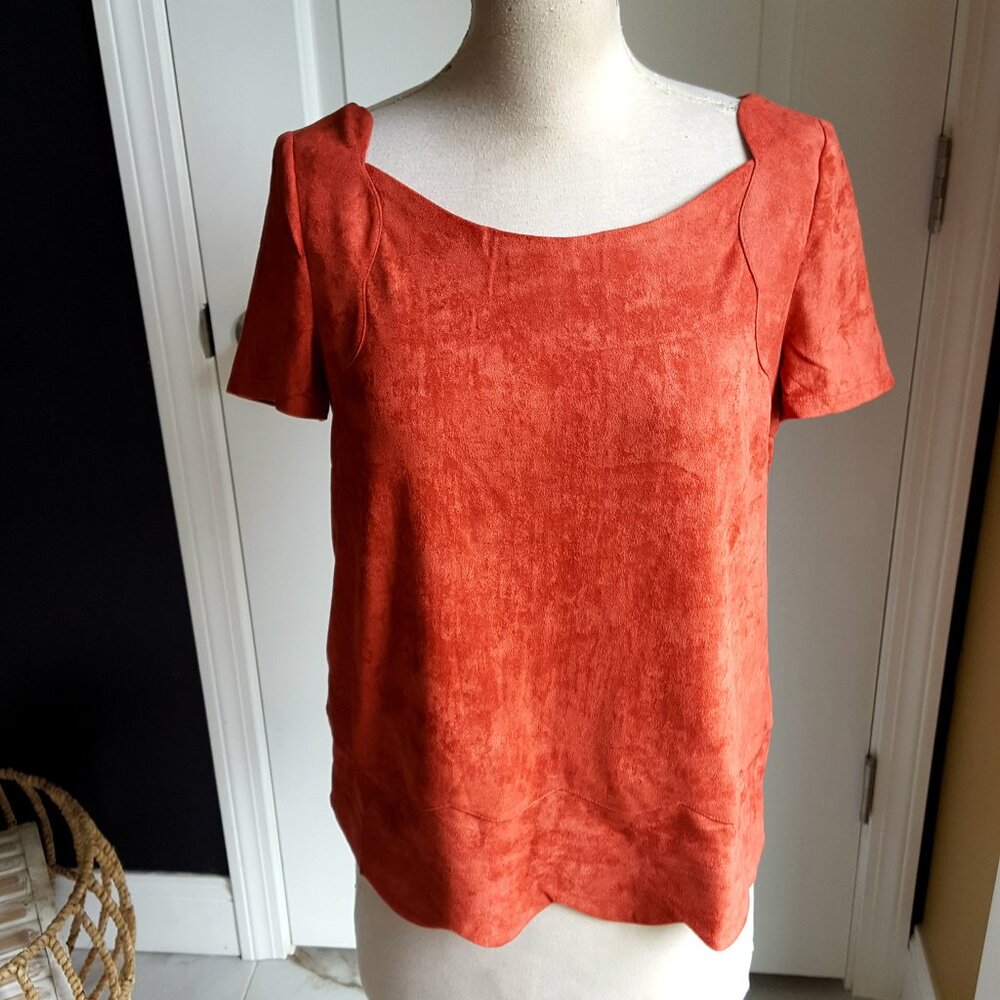 NEW! ANTHRO'S SUGAR LIPS Faux SUEDE TOP BLOUSE